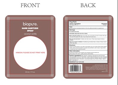 Hand Sanitizer Spray Label (Hand Sanitizer Spray Coconut Vanill)